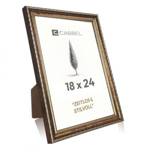 CABBEL Cadre Photo CELI Dor&eacute; 18x24 cm &ndash; Cadre Baroque Vintage avec Verre Acrylique Incassable, Cadre D&eacute;coratif &Eacute;l&eacute;gant pour Photos et Affiches (Seller4Ever, neuf)