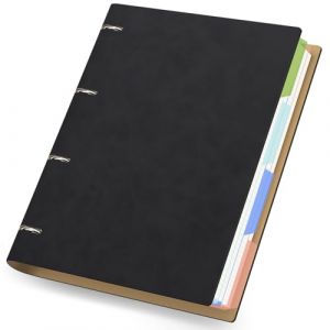 Yarotm Cahier &agrave; 4 Anneaux A4 - Carnet de Notes - 21.5x28cm PU Cuir Ring Binder Bloc Note - 100GSM Petits Carreaux 5mm - A4 Noir Rechargeable Notebook 300 Pages/150 Feuilles Carnet de Voyage (Droking, neuf)