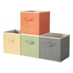 BrillantJo Lot de 4 boîtes de rangement pour cubes de rangement avec poignées 27 * 27 * 28 cm 4x couleurs arc-en-ciel (SEASONHOME, neuf)