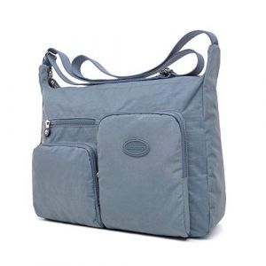 Efanliu Sac Femme Bandouliere Cartable Nylon Sac à main Femme Bandoulière Multipoche A4 Grand Pour Voyager étudiant (Gris) (fanfan bags, neuf)