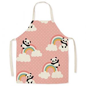 Eyands Tablier de cuisine pour enfant - Tablier de cuisine en lin &agrave; motif mignon, tablier de cuisine pour la peinture et le jardinage, panda, enfant (DIANCAN, neuf)