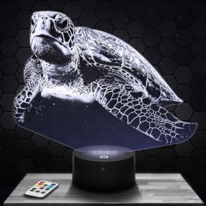 Lampe de chevet Tortue décoration Animal Marin Reptile. Idée cadeau homme femme objet Tortue veilleuse adulte déco chambre. Idee cadeau noel homme femme original (Lampephoto-fr, neuf)