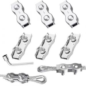 Serre Cable Acier Duplex Clips M6 6pcs Serre Cable Inox 6mm Pour Les Chantiers de Construction et Les Navires corde à linge (M6) (HYXIN-EU, neuf)