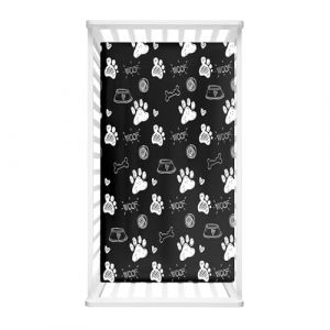 Odot Drap Housse pour Lit de Bébé, Motif Imprimé Patte de Chien Draps Housses Enfants Protège Matelas Extensible pour Fille et Garçon, Berceau, Lit Parapluie (Dessin animé,95x65x10cm) (Odot, neuf)