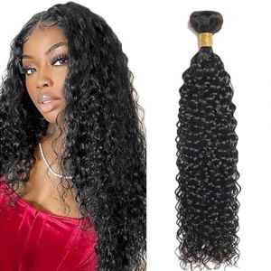 Tuheerst Water Wave Human Hair Bundles Tissage Bresilien en lot Cheveux Humain Black Human Hair Extensions Tissage Cheveux Naturels Double Weft Remy Hair Single Bundle for Woman 22 Pouce (QC Hair, neuf)
