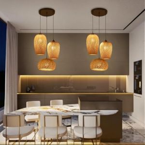 PANNN Vintage Style Bohème 3 Suspension Luminaire Abat Jour Rotin E27 Lustre Noir Lustre Salon Plafonnier Led Suspension Rotin En Osier Pour Cuisine Salle À Manger Chambre Éclairage(A) (PANNN_Store, neuf)