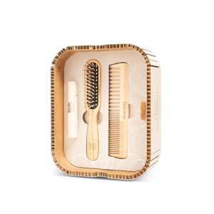 TEK - Hair Pleasure Set, Kit Brosse et Peigne en Bois, Dents de Remplacement Incluses, Kit de Soins Capillaires Naturels et Artisanaux, Idéal pour Les Cheveux Courts (TEK BRUSHES & COMBS, neuf)