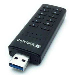 VERBATIM Cl&eacute; USB s&eacute;curis&eacute;e par clavier I USB-3.2 Gen 1 I 128 Go I avec protection par code d'acc&egrave;s et cryptage I incl. c&acirc;ble d'extension USB-A I USB-3 pour ordinateur portable & co I noir (x-kom, neuf)