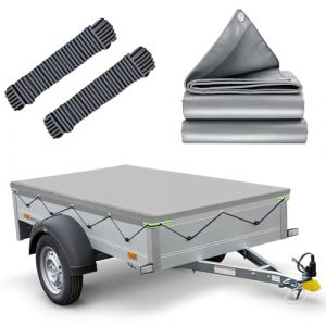 Bâche Remorque, 211x116x8cm Bache Remorque, IMPERMÉABLE Protection Plate avec Corde, Idéal pour HUMBAUR Startrailer & Steely DK und 500kg/750kg/800kg 205x109cm Remorque (MRWi, neuf)