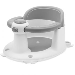 Siège de Bain pour Bébé à partir de 6 à 36 Mois, Siège Antidérapant pour Tout-Petit Assis, Chaise de Bain pour Bébé avec Design Ouvert et 4 Ventouses pour Douche (Gris) (Malloom store, neuf)