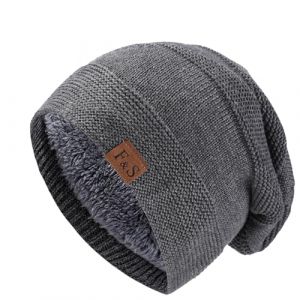 Kinwers Bonnet Homme Hiver,Bonnet Gris Femme Long Homme Doublé Polaire,Slouch Beanie Bonnet Style Grosse Maille Bonnets d'hiver Classique Doux. (haoqiandianshang, neuf)