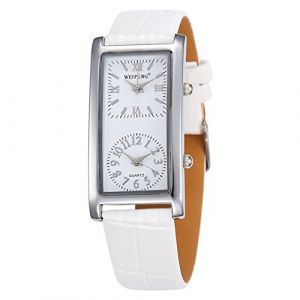 Unendlich U Blanc Bracelet en PU Cuir Femme/Fille Chiffres Romains Chiffres Arabes Double Mouvements Montre Quartz pour Cadeau de No&euml;l (MicLee, neuf)