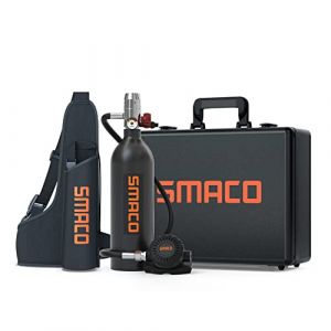 SMACO Mini Bouteille de Plongée Kit 1L Réservoirs de Plongée Support Jusqu'à 20 Minutes Respiration équipement Réservoir d'oxygène de Plongée pour Travail sous-Marin/Bouteille de Rechange, Forfait A (YYSB-EU, neuf)