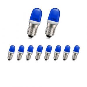 SOFOC-E10 LED Ampoules 12-220V Non Polarit&eacute; Id&eacute;al pour &Eacute;quipement Industriel & Phare de V&eacute;lo Guirlandes Lumineuses de No&euml;l 0.5W Pr&ecirc;t &agrave; Brancher Bleu 10Pcs (Sofoc-EU, neuf)