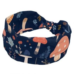 Bandeau large et doux pour femmes et filles, joli bandeau nou&eacute; extensible avec motif champignon de dessin anim&eacute;, floral et tendance, pour entra&icirc;nement, yoga, gym, course &agrave; pied (Galens, neuf)