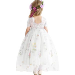 Amissz Robe de Fille Fleur avec Dos en Dentelle, Broderie Florale Tutu Enfant, Robe de Soir&eacute;e et Cocktail pour Filles, Id&eacute;ale pour Anniversaires et Bals 2-8 Ans (FUN RAYS SL., neuf)