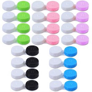Lot de 20 étuis à lentilles de contact, étui de protection pour lentilles de contact et miroir intégré, lentilles de contact, étui à lunettes, portable, pour la maison et les voyages – Vert, bleu, (JustYou, neuf)