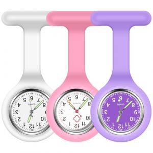 Vicloon Montre à Gousset D'infirmière,3pcs Infirmière Montre Broche en Silicone avec Broche pour Infirmières et à Tout Autre Professionnel de la Santé (BEST-SELLER5, neuf)