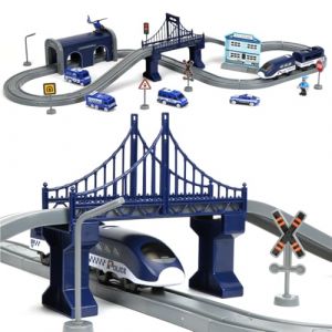 Train Électrique Ensemble Enfant 3 4 5 6 7 8 Ans,66pcs Train Circuit Voiture Électrique Jouet,Train Enfant Jouets avec Piste de Course Voies Ferrées,Cadeau Garçon Fille,Peinture au Diamant (OE Direct, neuf)