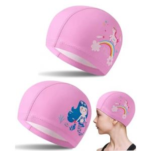 TPZORJX Bonnet De Bain Enfant, 2 Pièces Bonnet De Piscine Enfant, Bonnet Bain Enfants Enfant Tissu, Bonnet Piscine pour Fille Cheveux Longs, Bonnet Piscine Enfant Pour Garçons Filles 1-8 Ans(Rose) (Sunlaxy OU, neuf)