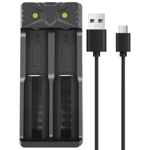 Chargeur Accu 18650, 2 Slots Chargeur Piles Rechargeable Li-ION, Charge Rapide Intelligente Compatible avec Une Vari&eacute;t&eacute; de Batteries Li-ION 3,7V -4.2V 18500/18650/16340/14500/18650/18490/20700/21700 (HaoHaoDeHeHu, neuf)