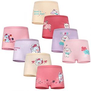 FedMois Culotte Fille Coton Boxer sous-vêtement, Lot de 8, Licorne et Ours, 7-9 Ans (FedMois Store, neuf)