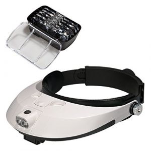 Lysignal Loupe de tête avec Lampe à Lampe LED Loupe à Lunette de loupe pour réparation, Bijouterie, Couture, Artisanat, Circuit de Surveillance (BLUEMANGO, neuf)
