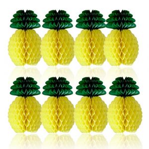 SUNBEAUTY Ananas Decoration Papier Jaune 8pcs, Centre de Table Hawa&iuml;enne Party Deco Suspendu d'anniversaire Maison Chambre pour &Eacute;t&eacute; Beach Summer 20cm (sunbeauty, neuf)