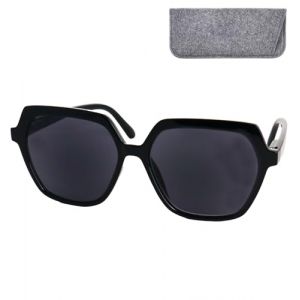 Mini Brille - Lunettes de Soleil sans Correction Vintage Hexagonale Grande, Etui Gratuit, Oversize L&eacute;g&egrave;re Monture (Noir), Lunettes de Lecture Femme (Mini Brille, neuf)