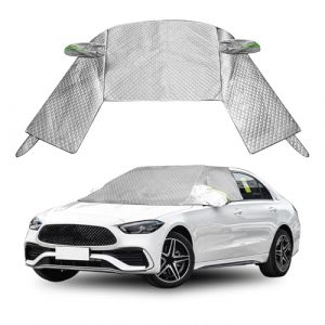 Housse de pare-brise de voiture pour berline 2 portes 3 bo&icirc;tes Berline, pare-soleil de fen&ecirc;tre avant avec housse de r&eacute;troviseur lat&eacute;ral, protection contre la neige et le gel (argent, Sedan) (cooponmile, neuf)