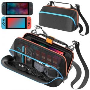 Sac Bandoulière pour Nintendo Switch 2 (2025)/Switch OLED/Switch Original, Sac Épaule Switch 2 avec 14 Emplacements Cartes Jeu, Rangement Joy-Con 1/2 & Chargeur AC, Sac Léger Protecteur Accessoires SW (Xisdar, neuf)