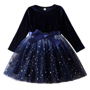 G&eacute;n&eacute;rique Robe de Noel Fille Robe No&euml;l en Velours &agrave; Manches Longues pour Filles, 2025 Tenue de Soir&eacute;e en Tulle Scintillant, V&ecirc;tement &agrave; Paillettes pour Anniversaires et Bals, 2-7 Ans (XszhenJUNQ, neuf)