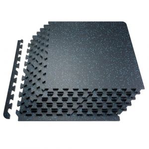 VEVOR Puzzle Embo&icirc;table pour Salle de Sport 12PCs 14 mm d'&Eacute;paisseur, Dalles Caoutchout&eacute;es en Mousse EVA, Tapis de Gym 61x61 cm, Couverture 4,5 m&sup2;, Gymnastique, Maison, Noir et Bleu (VEVOR Shop FR, neuf)