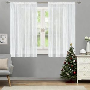 YUANWAN Rideaux Transparents 120 x 90 cm L&eacute;ger et Respirant Voilage Fen&ecirc;tre Transparent Voile pour Chambre pour Porte Cuisine Chambre Enfant, Blanc (LvLiangShiLiShiQuYuanBaiDianZiShangWuYouXianGongSi, neuf)