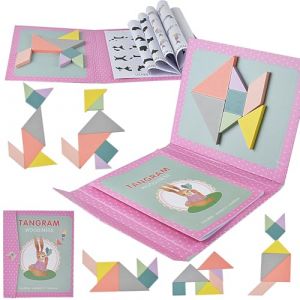 Tangram magnétique, Jeu de Tangram magnétique pour Enfants, Puzzle magnétique de Formes géométriques, Jouet éducatif, Cadeau pour Enfants de 3 Ans et Plus (Rose) (qimeyu-fr, neuf)