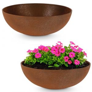 matches21 HOME & HOBBY Pot de fleurs pour extérieur en gris clair marbré, 30 x 9 cm, résistant aux intempéries (matches21 HOME & HOBBY, neuf)