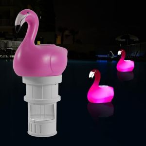 AHJ Flotteur de Chlore pour Piscine avec lumi&egrave;re Solaire,Distributeur Flottant R&eacute;glable, Adapt&eacute; &agrave; la Piscine, au Jacuzzi et au Spa，Grande Capacit&eacute; pour Tablettes de Chlore de 2,5 cm et 7,6 cm (Shunmailong-EU, neuf)