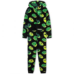 Xbox Combinaison Pyjama Gar&ccedil;on et Ado Grenouill&egrave;re Polaire Chaude Une Pi&egrave;ce avec Capuche V&ecirc;tement de Nuit Gamer Cadeau Enfant (9-10 Ans, Noir/Vert) (Get Trend., neuf)