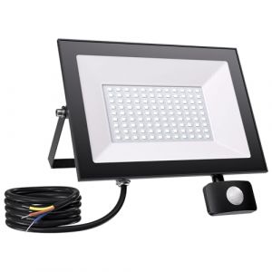 Allin 100W Projecteur LED Ext&eacute;rieur avec D&eacute;tecteur de Mouvement, 10000 Lumens, 6500K, IP66 &Eacute;tanche Projecteur LED Ext&eacute;rieur, Eclairage Exterieur avec Detecteur pour Jardin, Garage, Patio et Entr&eacute;e (Hope Lame, neuf)