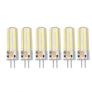 Cerlingwee 6 Pièces 7 W AC DC12 V Ampoule LED GY6.35 Support de Lampe, 700 Lm 72 LED 360 Degrés LED Ampoule de Maïs Lumière du Jour Lumière Blanche Chaude Ampoules équivalentes à intensité (tonglili, neuf)