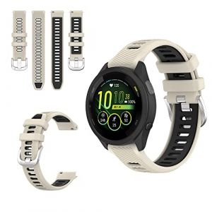 QINOUK Bracelet pour Garmin Forerunner 965, [Respirant] Bracelet en Silicone Souple, Bracelet Bicolore, Bracelet Montre en Silicone pour Garmin Forerunner 965-Blanc Ivoire (QJONSIU, neuf)
