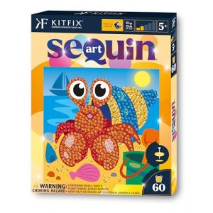 Kitfix - Sequin Art 60-20 x 20 cm- Crabe - Image à paillettes pour enfants - 20 x 20 cm - Activité manuelle de 60 min - Kit de création pour enfants à partir de 5 ans - 2523 (Kitfix, neuf)