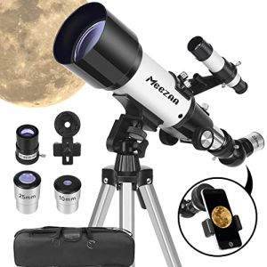 MEEZAA T&eacute;lescope, T&eacute;lescope Astronomique Adultes et Enfants, 70mm Ouverture 400mm T&eacute;lescopes R&eacute;fracteur pour D&eacute;butants, Portable e Potente avec Tr&eacute;pied, Adaptateur de T&eacute;l&eacute;phone pour Observer la Lune (MEEZAA-EU, neuf)