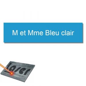 Plaque gravée pour nom boîte aux lettres autocollante 10x2,5cm personnalisée 1 à 3 lignes Bleu Clair (my-goodprice, neuf)