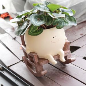 UMESONG Smily Face Pot de Fleurs Mignon en résine pour Plantes d'intérieur et d'extérieur avec Trou de Drainage (Before Long, neuf)