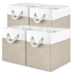 Qixora Bo&icirc;te de Rangement en Tissu, Lot de 4 Cube de Rangement Tissu 22L,28x28x28cm Pliable et Lavable Panier Cube de Rangements avec Poign&eacute;e de Transport pourJouets,V&ecirc;tements,Livres,Oreillers (MARBLE WHITISH S.R.L., neuf)