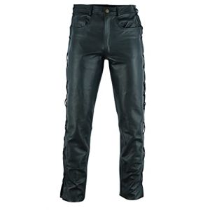 Texpeed Pantalon moto hommes - De tourisme en cuir lacet pour Moto Cruiser avec protection authentique biker CE armor (EN 1621-1) Noir - 5XL (Texpeed FR, neuf)