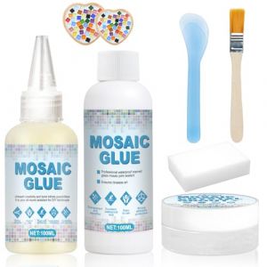Colle Mosaique, Pate a Joint Mosaique 100g, Colle Mosaïque Transparente 100ml, Finish pour Joints Mosaïque 100ml, Kit Mosaique Adulte, Ensemble D'outils Complet, Durable et Polyvalent (GUANJINKEJI, neuf)