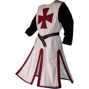 Feynman Costume de chevalier médiéval, templier, chevalier croisé, tunique viking, temple, pour carnaval, cosplay, jupe d'arme, pour homme, noir, taille (Feynman-EU, neuf)