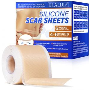 Pansement Silicone Cicatric, Silicone Scar Sheets, Silicone Scar Tape (1.6"x120"-3M), bande silicone cicatrice Pour Chirurgie, Césarienne, Abdominoplastie, Cicatrices Chéloïdes, Brûlures, Réutilisable (jinpingfanouzhou, neuf)